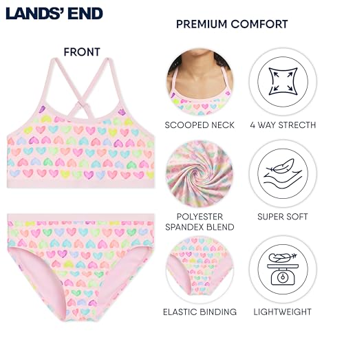 Image of Lands' End Girls' Swim UPF 50+ Adjustable Strap Bikini Set