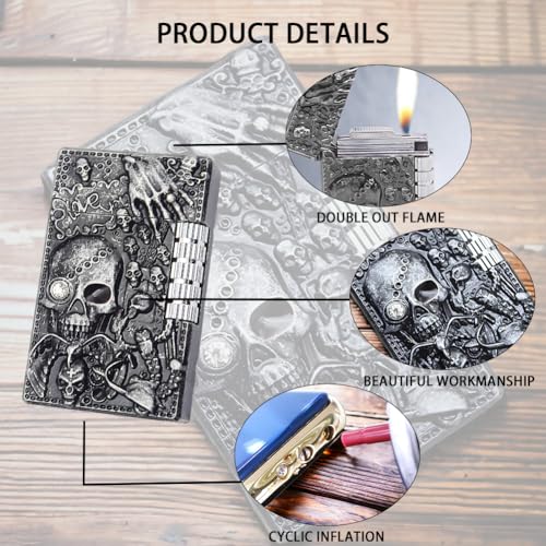 Encendedor metálico con diseño de calavera recargable miniatura 2