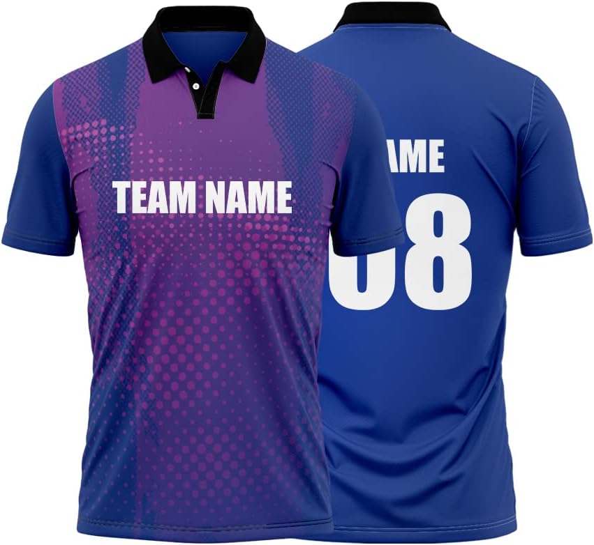 Daily OrdersCricket Polo Collar Sports Jersey for Men With Team Name and Number Printed | T-Shirt With Customizable Name | DOdr1008-C01242023-C-POLO-85