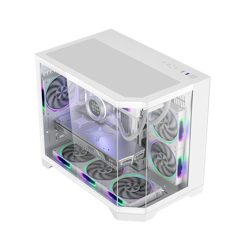 Image of M1 Gaming PC CASE (White) | TOP 360 MM AIO | M-ATX, Micro- ITX, 270 Degree Panoramic View |Bottom MESH for DUST Protection |USB2.0,USB3.0,Headphone and Microphone Jack |NO PREINSTALLED Fans