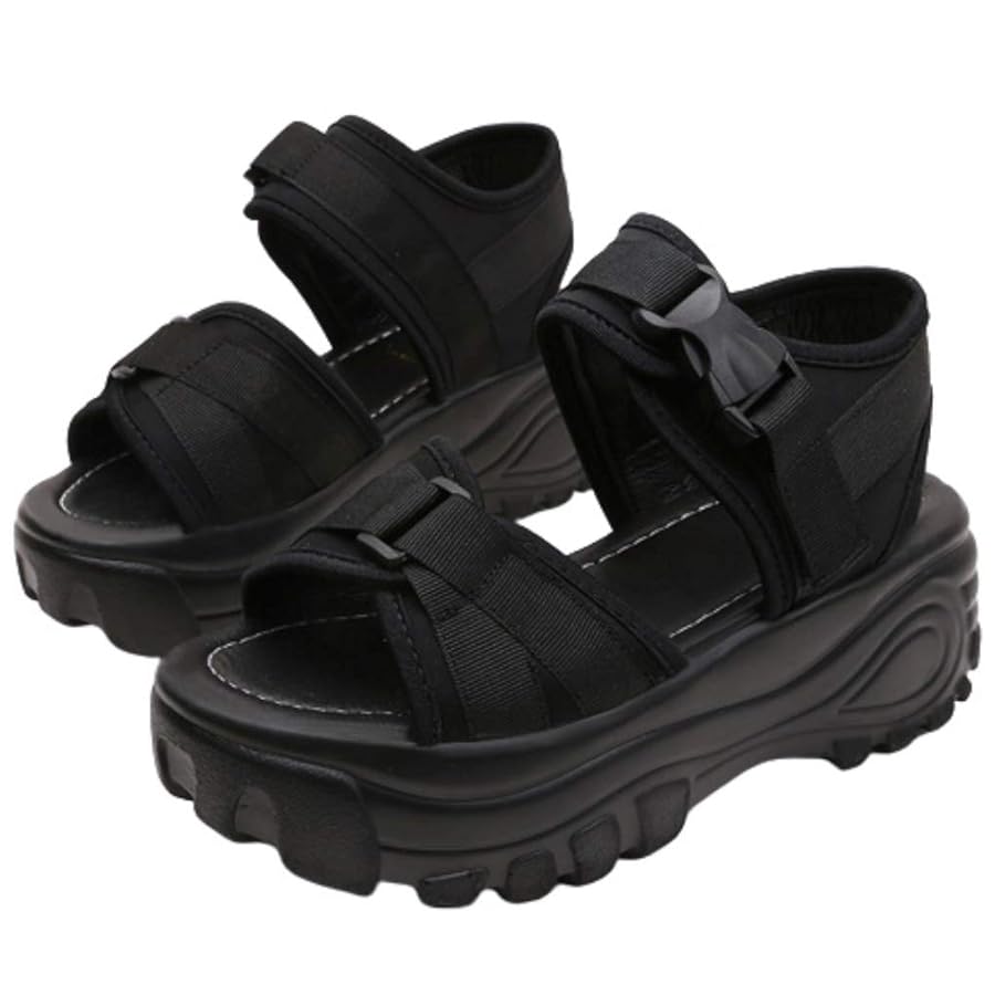 ベルトブラック23.5cmレディース 厚底スポーツサンダル 黒 スポーツサンダル レディース サンダル 厚底 ブラック⁄ベージュ