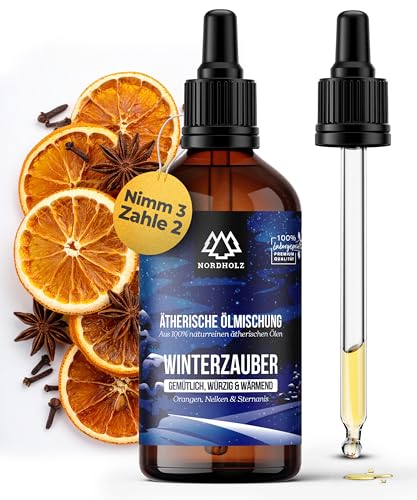 NORDHOLZ® Ätherische Ölmischung Winterzauber [100% naturrein] – Würzig & festlich, aus naturreinen Ölen komponiert – Vegan, laborgeprüft – Für Sauna, Diffusor & Aromatherapie