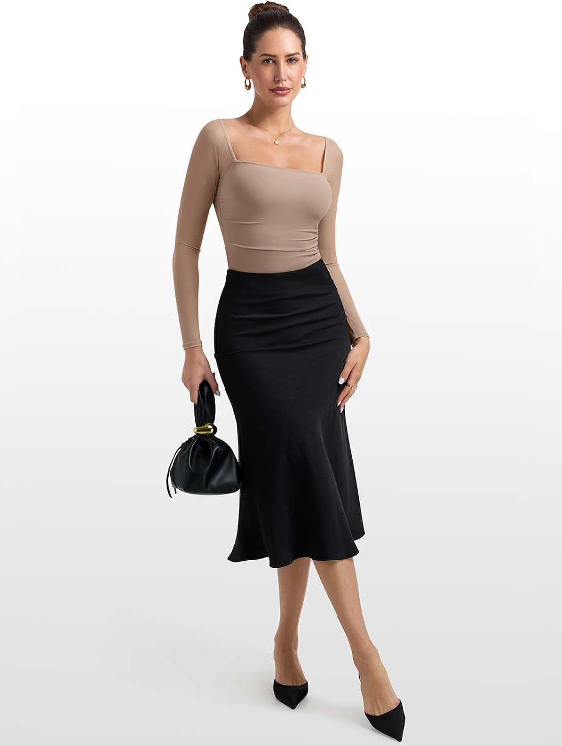 PINKMSTYLE Womens Square Neck Mesh Long Sleeve Bodysuit Shapewear Corset Tops Sexy Concert Outfits Party Shirts - Image 6