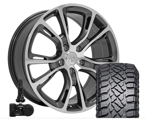 OE Wheels JP16 20 Inch Rims and Tires Fit Jeep Grand Cherokee Spider Monkey SRT8 Style 5x127 20x8.5 Gloss Gunmetal Machined - Hollander 9113 - TerraMax RT 275/55-20 (Set of 4)