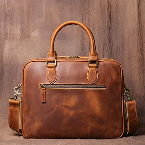 Genuine Leather Vintage Man Handbag Briefcase Men Shoulder Cowhide Bags Brown Business 16 Inch Laptop Bag3