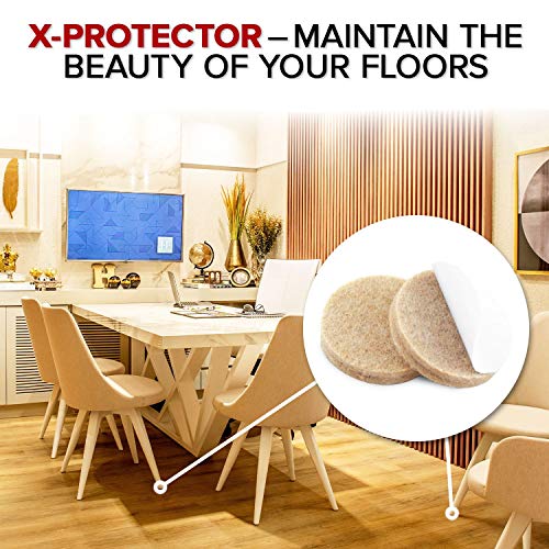Felt Furniture Pads X-Protector - 48 Premium Felt Pads Floor Protector - Chair Felts Pads For Furniture Feet Wood Floors - Best Furniture Pads For Hardwood Floors - Protect Your Hard Floors! (Beige) #TOP4