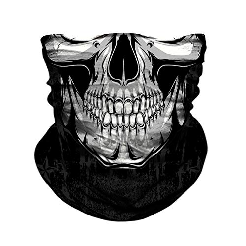Airzir Skull Motorcycle Face Mask Breathable Seamless Tube Motorcycle Face Mask Wind Dust UV Protection Moisture Wicking Microfiber Face Mask for Motorcycle Riding Cycling Hiking Climbing (Skull-143)