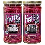 Foster's Pickled Red Onions in a Jar, 16oz, 2 Pack, Traditional Vegetables Recipe for 40 years, Gluten, Fat, and Preservative Free, Low Calorie Snack, Farm Pickled Onions
