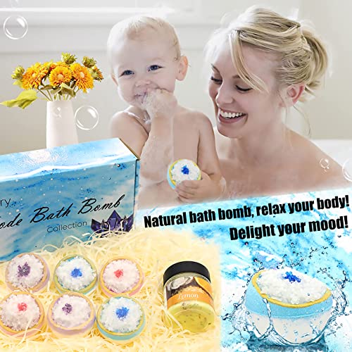 6Pcs Bath Bombs Bulk Individually Wrapped With 1 Bath Salt Shower Essentials Bathbombs Organic Bath Ball Self Care And Stress Relief Gifts For Women Men Kids #TOP4
