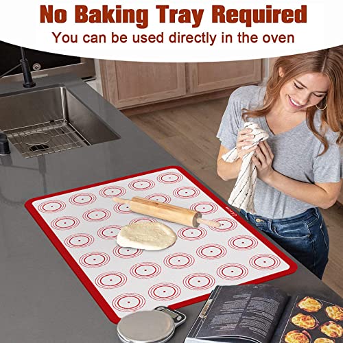 Silicone Baking Mats Set Of 5-2 Half Sheets + 1 Quarter + 1 Round & 1 Square Silicone Baking Sheet - Non-Stick Bakeware Mat For Macaroon, Cookie - Easy To Clean Silicon Baking Slip Mats #TOP3