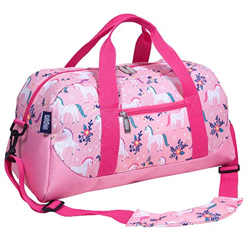 Image of Wildkin Kids Overnighter Duffel Bag - Carry-On Travel Bag for School & Sleepovers, Lightweight, Durable, Boys & Girls Ages 4-15 - Magical Unicorns