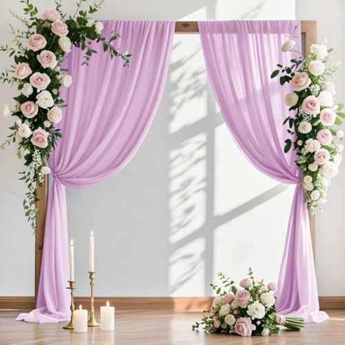 MLMW Tissu drapé pour arche de mariage - 1 panneau - 73,7 cm x 6,1 m - Lilas - Rideau d'extérieur pour cérémonie, fête, décoration de plafond