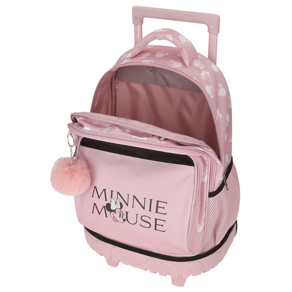 Disney Minnie Heads Zaino per bambini, zaino scolastico, in poliestere, tasche laterali, spallacci larghi regolabili, maniglia superiore per appenderlo, sistema Magic Fix.