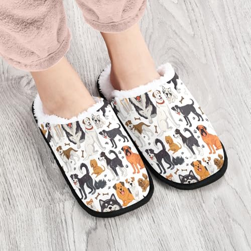 Dog Bone White Slippers For Women Men Soft Memory Foam Non-Slip Animal Winter Indoor House Shoes Travel Slipper4
