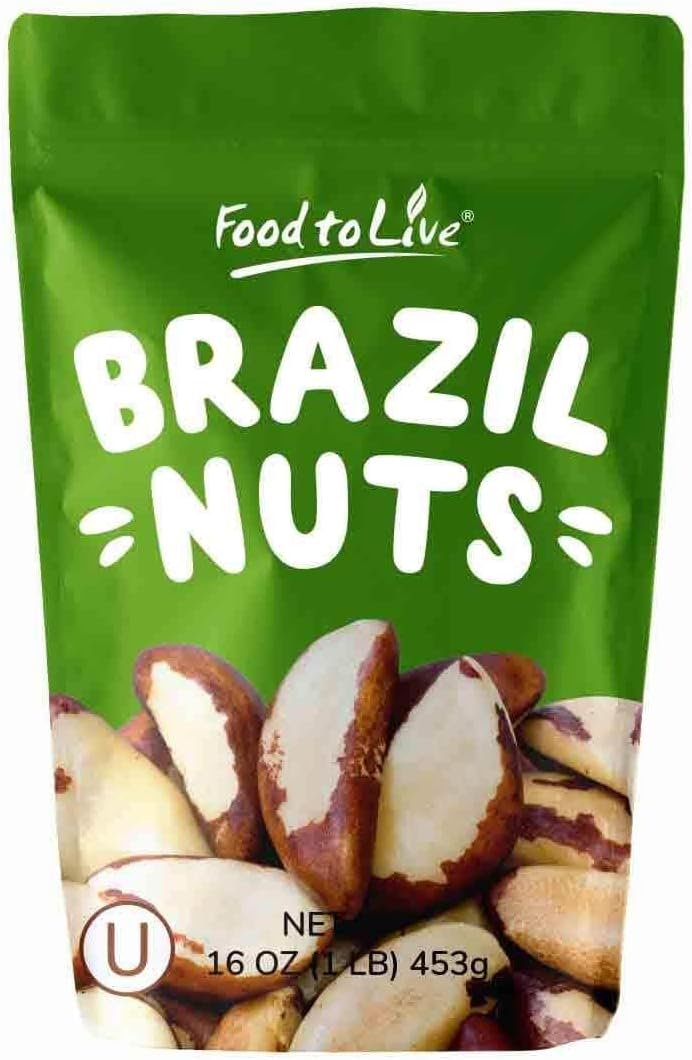 Brazil Nuts, 1 Pound – Non-GMO Verified, Raw, Whole, No Shell, Unsalted, Kosher, Vegan, Keto and Paleo Friendly, Bulk, Good Source of Selenium, Low Sodium and Low Carb Food, Great Trail Mix Snack