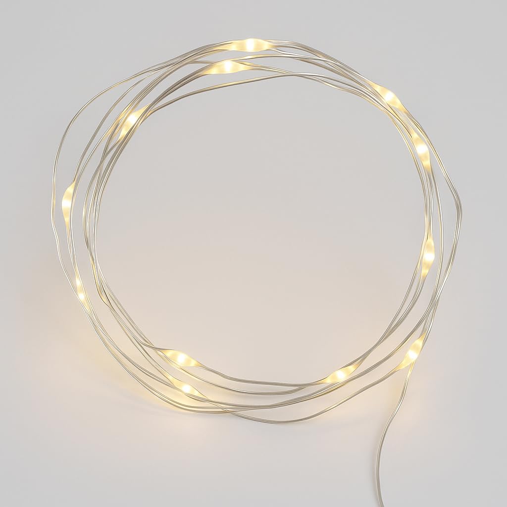 Floralcraft 5m Dual Mode Fairy Lights Lights on a Silver Wire with 50 LEDs for Christmas, Home Decoration - Warm White (2-Pack)