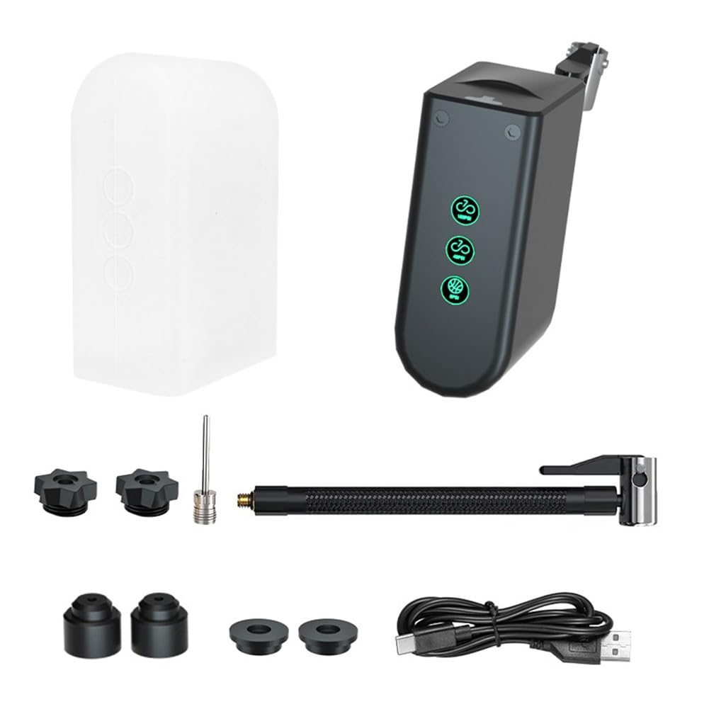 Mini pompe à vélo portable pour vélo de route et VTT, pompe à air portable sans fil 630 mAh avec USB-C QC3.0, 100 psi, design léger en alliage d'aluminium de 135 g, noir