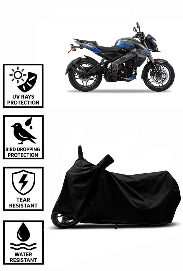 Image of Heavy Duty Waterproof Scooty & Bike Cover for Bajaj Pulsar Ns 200 - UV Resistant, Dustproof & Rain Protection, All-Weather Outdoor Cover for Bikes & Scooty with Buckle Straps