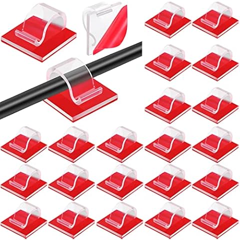 60 Pieces Mini Cable Clips Self Adhesive Light Clips Light Hooks Wire Cable Organizer Cable Wire Management Holder for Home Office Car Desk Outdoor String Lights (Clear, Small) Cover