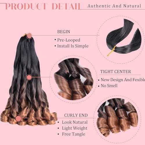 French Curl Braiding Hair 24 Inch 8 Packs Pre Stretched Loose Wave Bouncy Braiding Hair Spanish Curly Ends Synthetic Hair Extensions for Braiding(1B/33/30) - Image 3