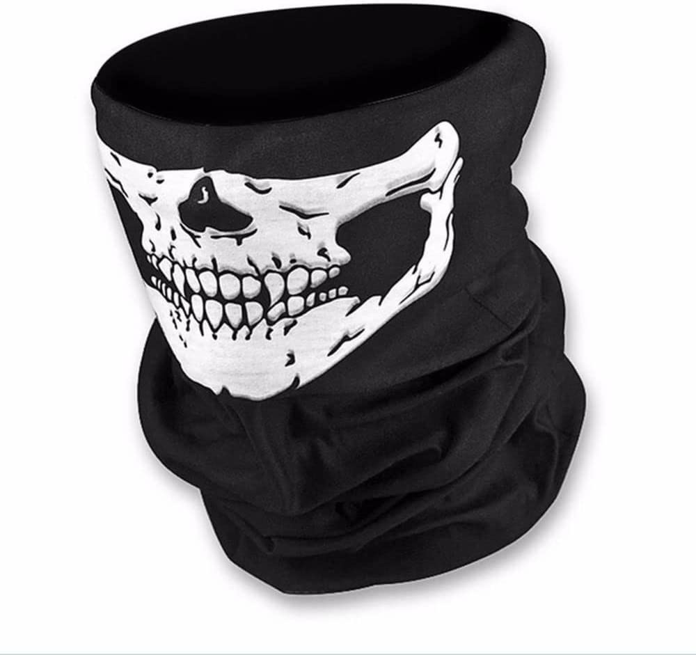 genericSkull Tubular Protective Dust Mask Bandana Motorcycle Polyester Scarf Face Neck Warmer for Skiing Motorcycle Biking
