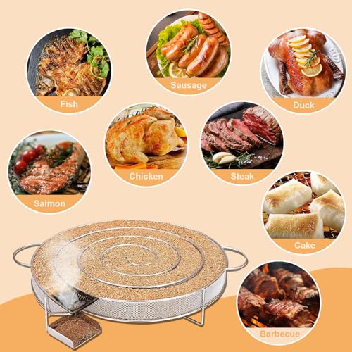 Mizikuu Generador de Humo Frío Con Asa, Redondo de Acero Inoxidable Con 6 Ganchos para Carne + 2 Cepillos de Limpieza, Ahumador de Alimentos para Barbacoas - imagen 4