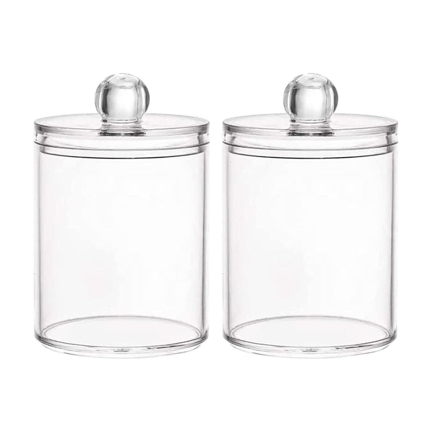 2 Piezas Dispensador Discos De Algodon, Organizador De Bolas De Algodón Y Bastoncillos Con Tapa, Recipiente De Almohadilla De Bola Transparente Para Sala De Estar, Dormitorio, Baño