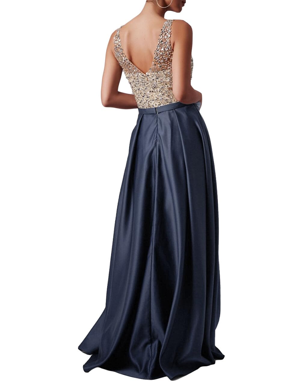 HUINI Abendkleid Lang Damen Glitzer Ballkleider Hochzeitskleid Vintage Cocktail Partykleider Brautkleider