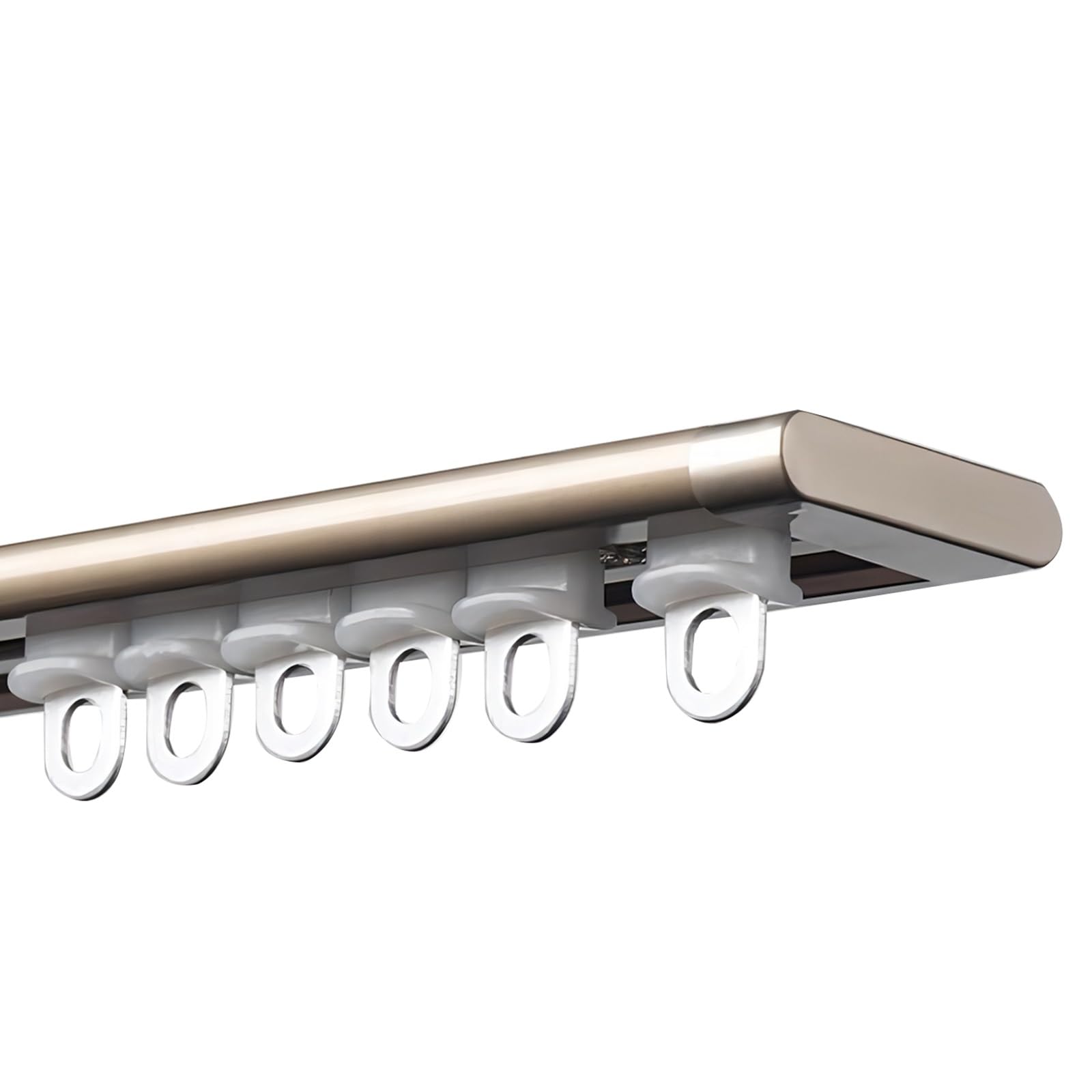 CMJYMX Curtain Rail Track System, Ultra-Thin Curtain Track Heavy Duty Curtain Rod, Ceiling Track For Curtains Room Divider With Track, Roller, Installation Hardware(Champagne,12.1FT/370CM)