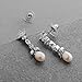 Mariell Cubic Zirconia & Freshwater Pearl Drop Bridal Earrings - Marquis-Cut CZ & Pearls Wedding Dangles