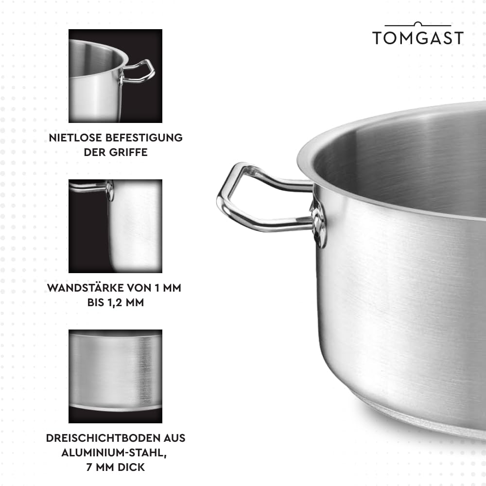 Garnek PRO Ø 40 cm | pojemność 20 l, wysokość 16 cm, stal nierdzewna, wielowarstwowa podstawa | nadaje się do kuchenek i indukcyjnych, nadaje się do mycia w zmywarce