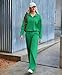 PINSPARK Sweatsuits Women 2 Piece Outfit Soft Loungewear Set Lightweight Track Suits Side Slit Sweatshirts Loose Fitting Sweat Pants Strecthy Matching Sets 2025 Fall Fashion, Green Petite M