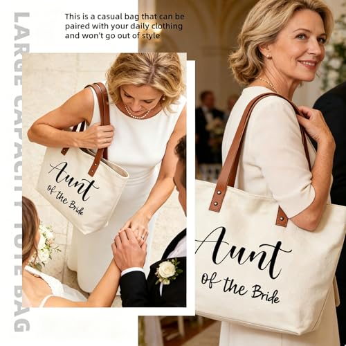 Skdgih Aunt of the Bride Gifts Canvas Tote Bag - Bridal Shower & Wedding Gift for Aunt, Outdoor Beach Travel Tote — view 3