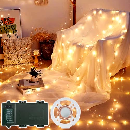 ZFAUOL Fairy Lights Battery Operated, 22m 200 LED Copper Wire String Lights, Upgraded Battery Box Christmas Lights for Outdoor, Indoor, Bedroom, Party