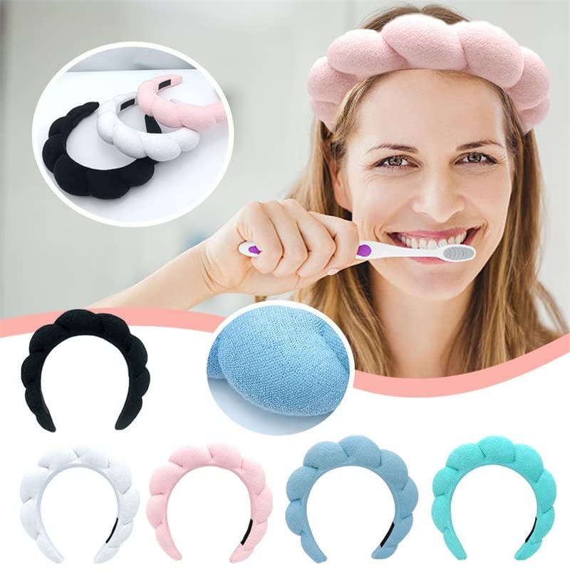 Mimi And Co Fascia Per Capelli In Spugna Per Donna – Rosa + Braccialetti – Per Cura Della Pelle, Trucco, Doccia, Yoga