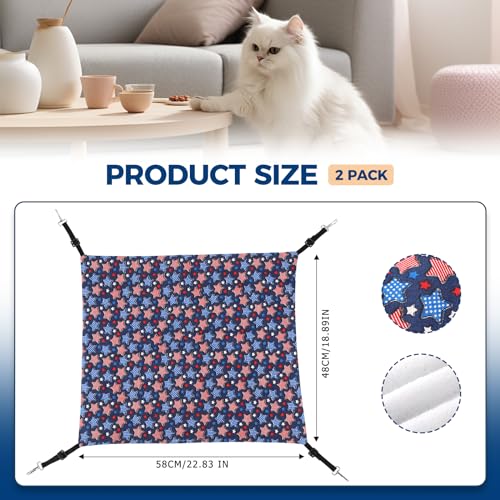 Image of Admaison Cat Hammock for Cage Hanging Reversible 2Pack,Pet Hammock Bed Adjustable,Soft Sleeping Hammock for Cats,Ferret,Puppy,Rabbits,Small Animals (L, Stars)
