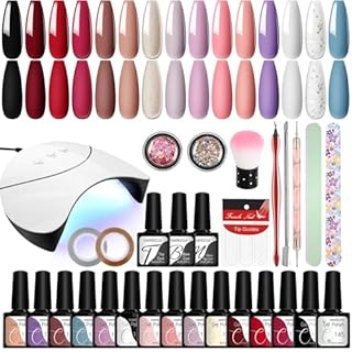 VANREESA Kit Semipermanente Unghie, 15 Coloris Set Smalto Semipermanente Unghie con U V/LED Lampada Kit Unghie Gel Completo con Matt Top Base Coat Regali per Principianti