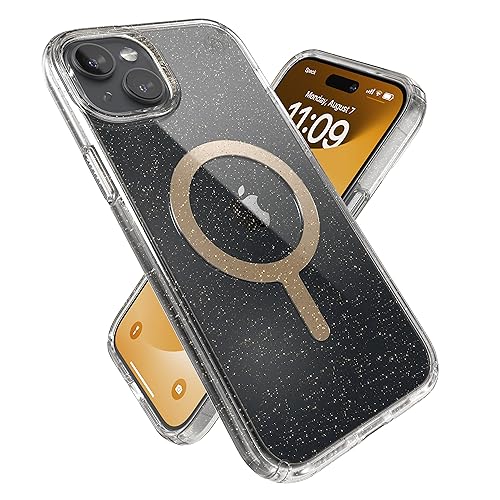 Image of Speck Presidio Lux Clear /Glitter MagSafe iPhone 15 Plus Case - 6.7 inch Slim Phone Case