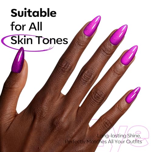 Image of modelones Cat Eye Gel Nail Polish, Purple Magnetic Nail Polish with Magnet Yellow Glitter Soak Off U V Winter Gel Polish Shimmer Nail Art Top Coat Manicure Salon DIY