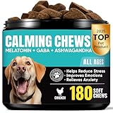 Calming Chews for Dogs – GABA & Melatonin for Fast-Acting Relief – Long-Lasting Support with Ashwagandha – Stress & Anxiety Relief Treats for Dogs – Thunder, Separation, Travel & Fireworks – 180 Chews