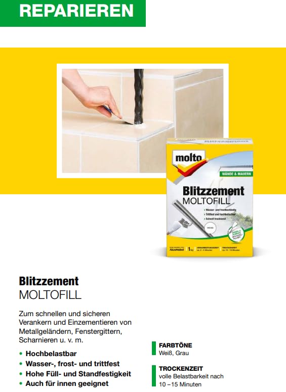 Molto Moltofill Innen Reparatur 1kg Ausbesserung Füllen Und Reparieren