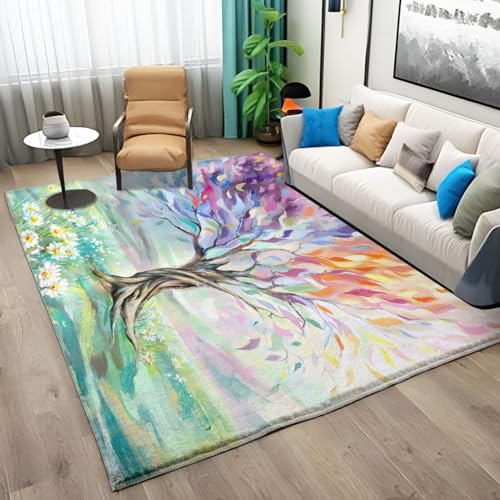 Bunter Baum des Lebens Muster Flauschig Teppiche 80cm x 150cm, Multi Weich Wohnzimmerteppich...