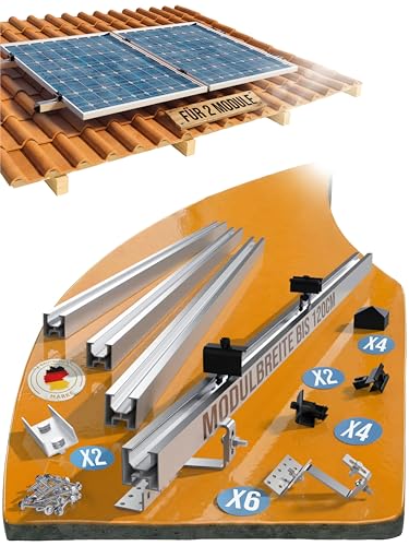 Dachhalterung Solarmodule Ziegeldach für 2x Module. Modulbreite bis 120cm Höhe 30-45mm. Edelstahl und Aluminium. Dachhalterungen Solar Balkonkraftwerk Dachhaken PV Halter 0% MwSt - Lichtblicker