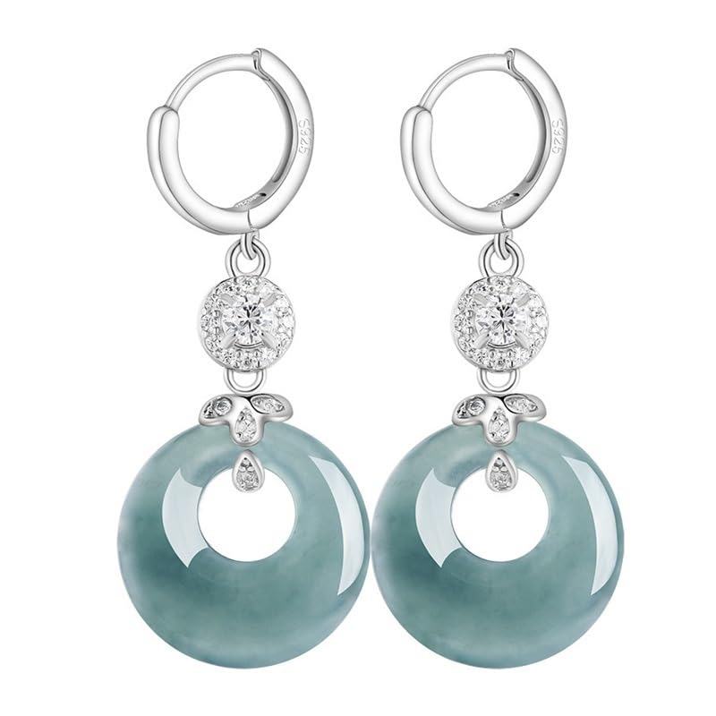 Boucles d'oreilles argent S925 et jadéite véritable pour femme au design raffiné