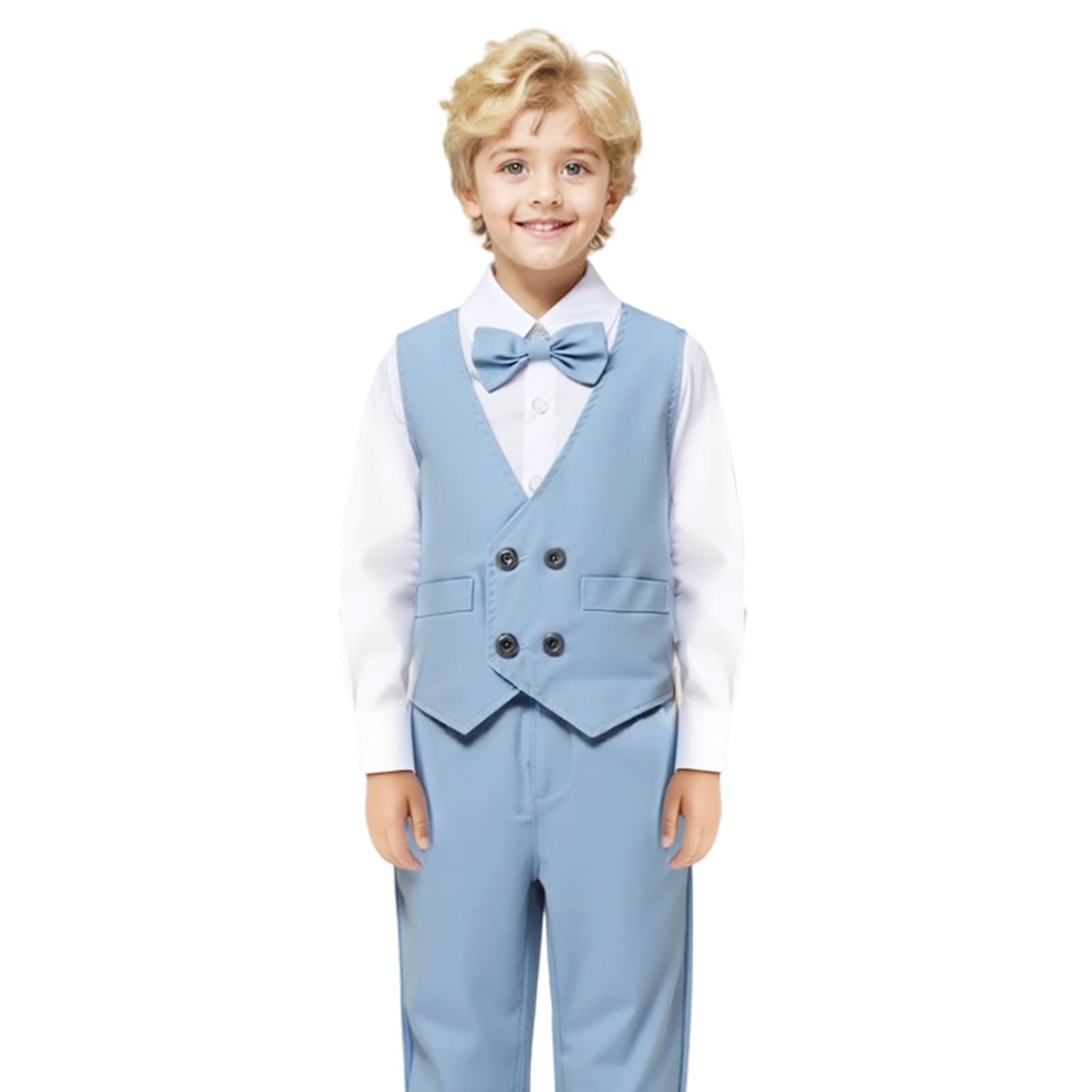 Ensemble de costume formel 2 pièces pour tout-petit garçon avec chemise et gilet, costumes de gentleman pour garçons, tenues de mariage