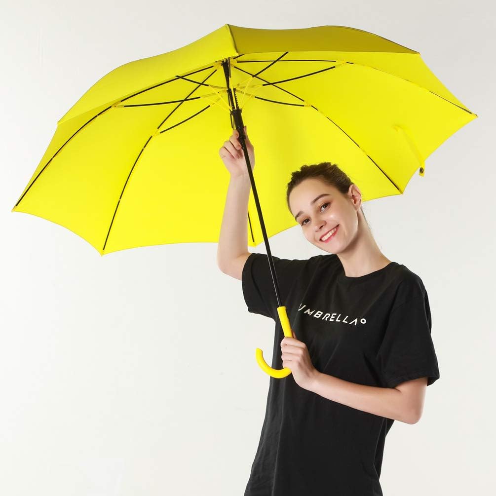 RUMBRELLA Yellow UV Stick Umbrella Auto Open UPF 50+ with J Hook Handle 50IN : Clothing, Shoes & Jewelry