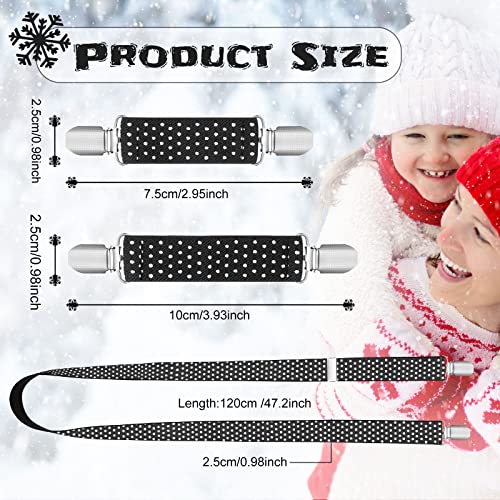 SATINIOR 8 Pcs Glove Clips for Kids Adjustable Mitten Elastic Winter Hat Glove Holder Clips for Toddlers(Black)2