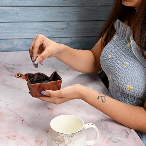 Leather Coin Pouch Change Holder Mini Pocket Wallet For Men, Vintage Brown (Pack Of 1) #TOP5