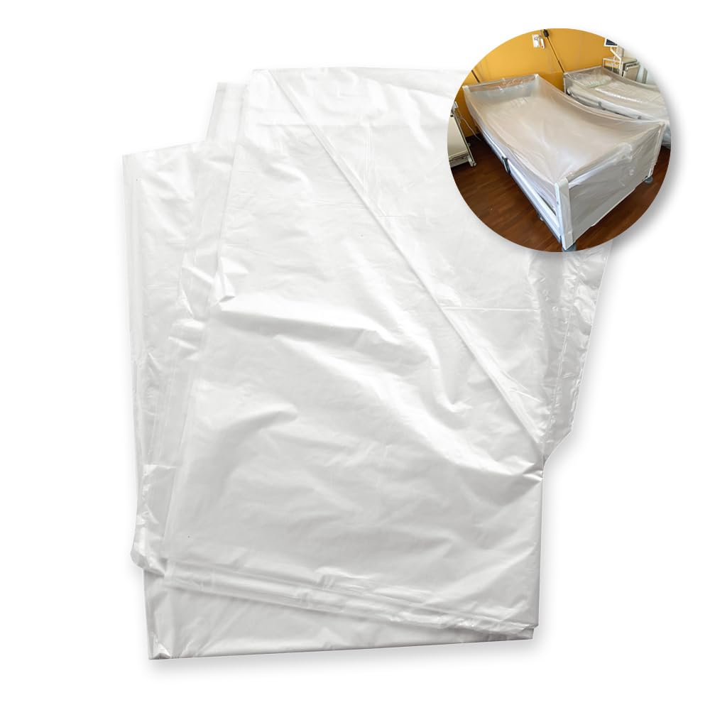 FRANZ MENSCH 200 Stück Hygostar Bettenabdeckhauben, gelegt | HDPE, Karton, transparent, L: 320cm, B: 95cm, 10my, Bettenhüllen, Hygienehüllen, HDPE-Abdeckung, schützen vor Staub, Schmutz und Nässe