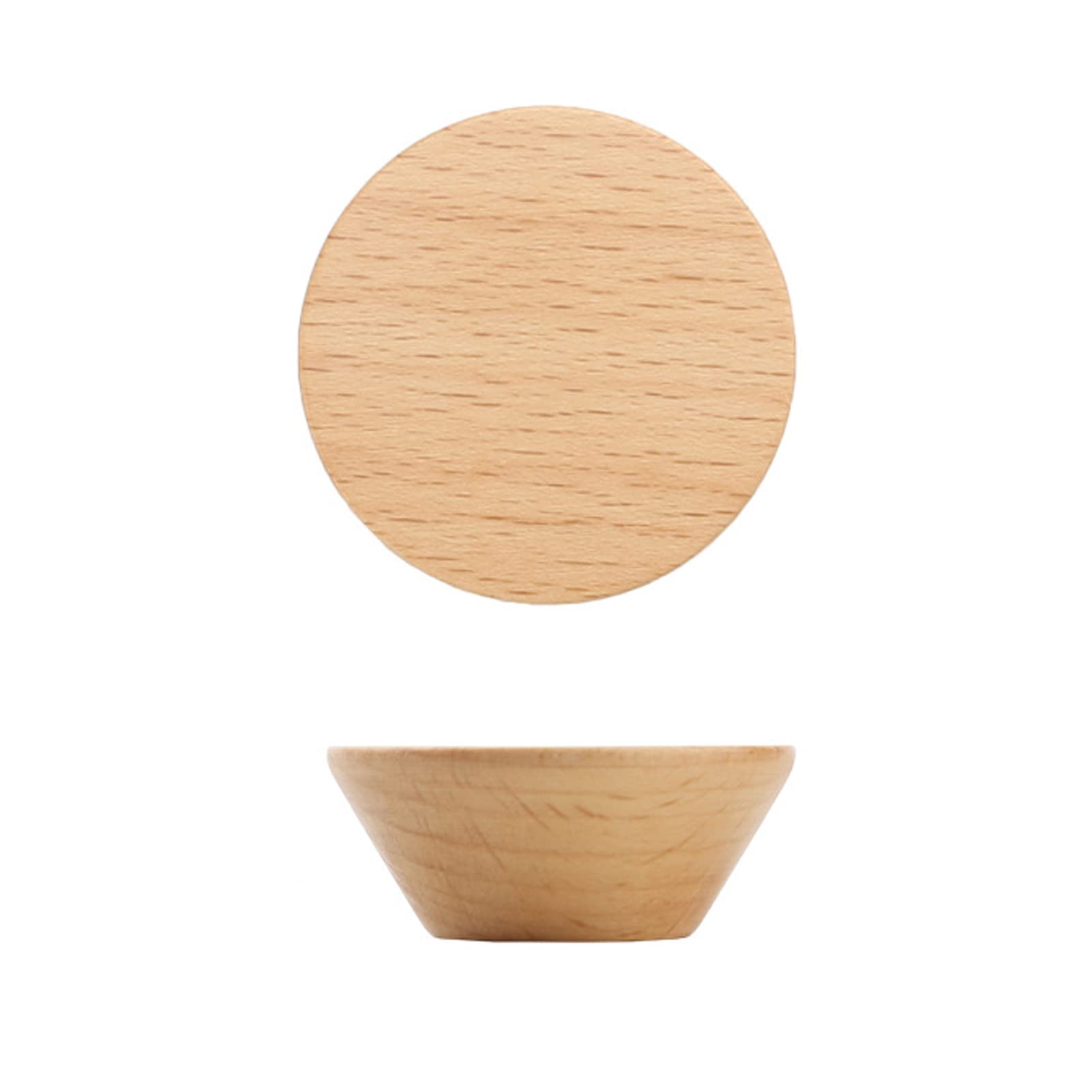 Dswzlqdxb Beech 2 Pieces Wooden Handle Drawer Pulls Round Cabinet Knobs Decorative Single Hole Door Knobs Cupboard Handle Door Levers For Wardrobe,Book Cabinet (Beech)